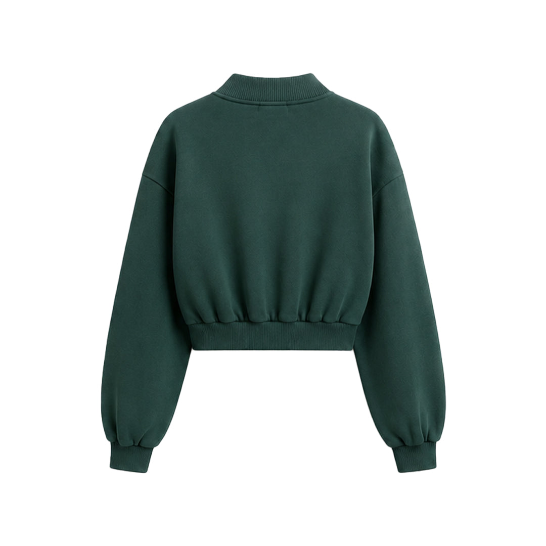 Custom Women Cropped Sweatshirt - Quarter Zip - Personalized Top