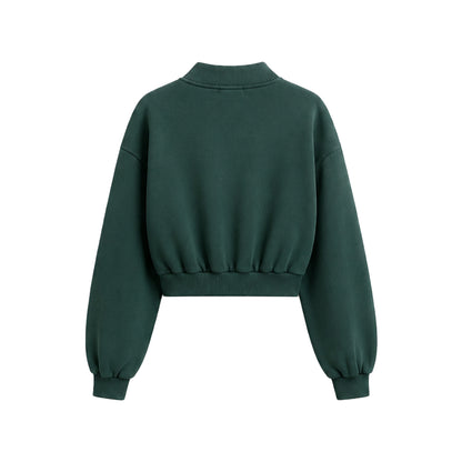 Custom Women Cropped Sweatshirt - Quarter Zip - Personalized Top