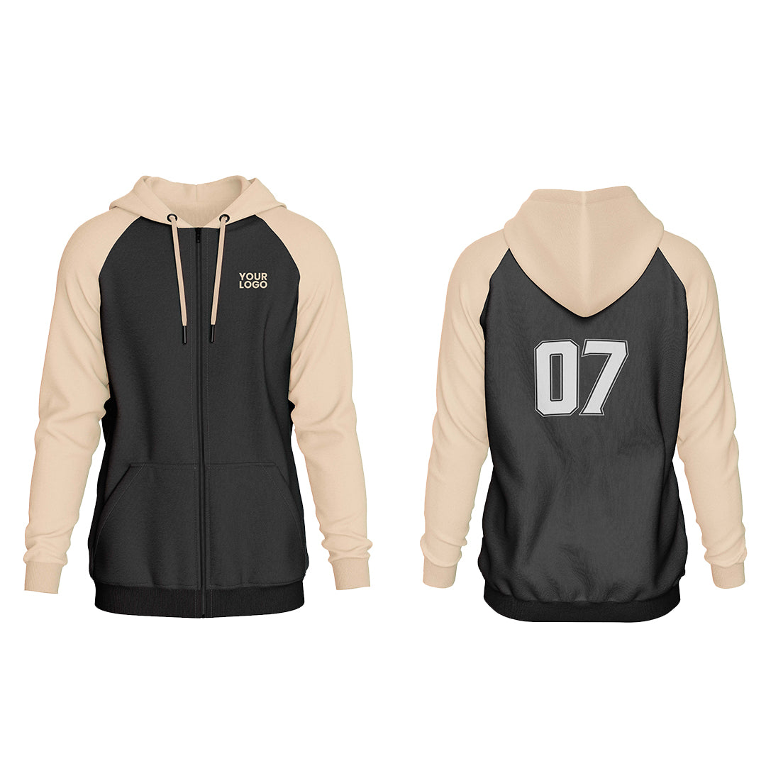 Custom Full-Zip Hoodie - Raglan Solid - Personalized Wear