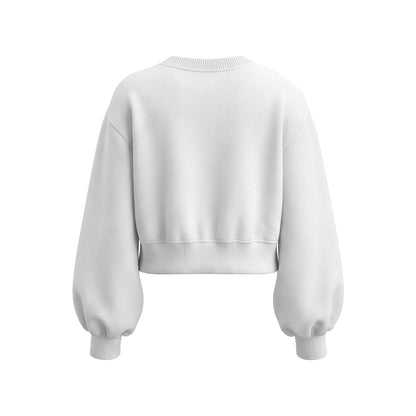 Custom Cropped Sweatshirt - Puff Sleeve - Personalized Pullover