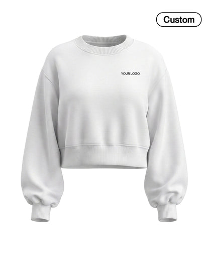 Custom Cropped Sweatshirt - Puff Sleeve - Personalized Pullover