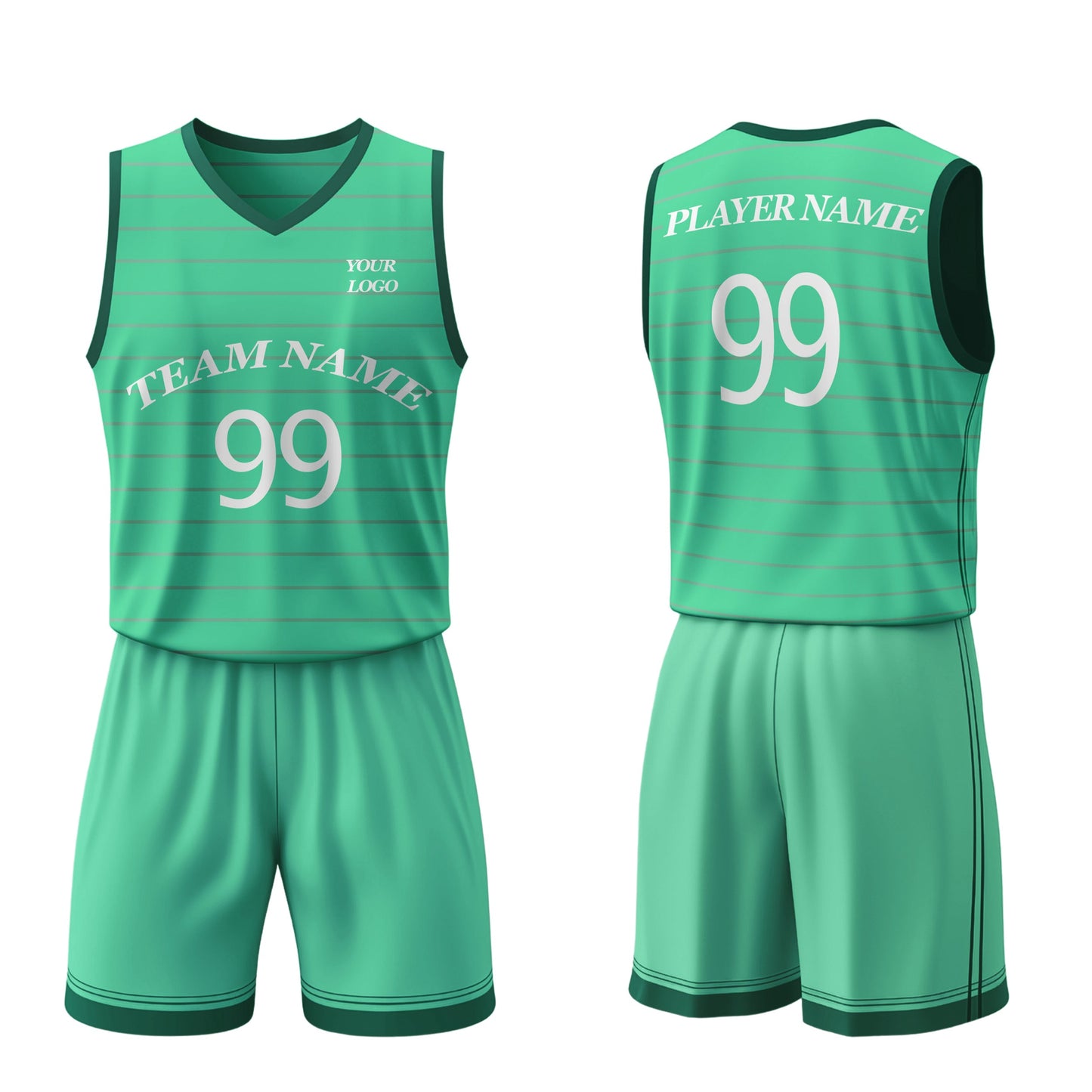 Custom Basketball Uniform - Horizontal Stripe Design - Personalized Kit