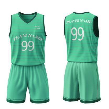 Custom Basketball Uniform - Horizontal Stripe Design - Personalized Kit