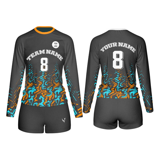 Custom Volleyball Uniform - Abstract Swirl Design - Personalized Kit