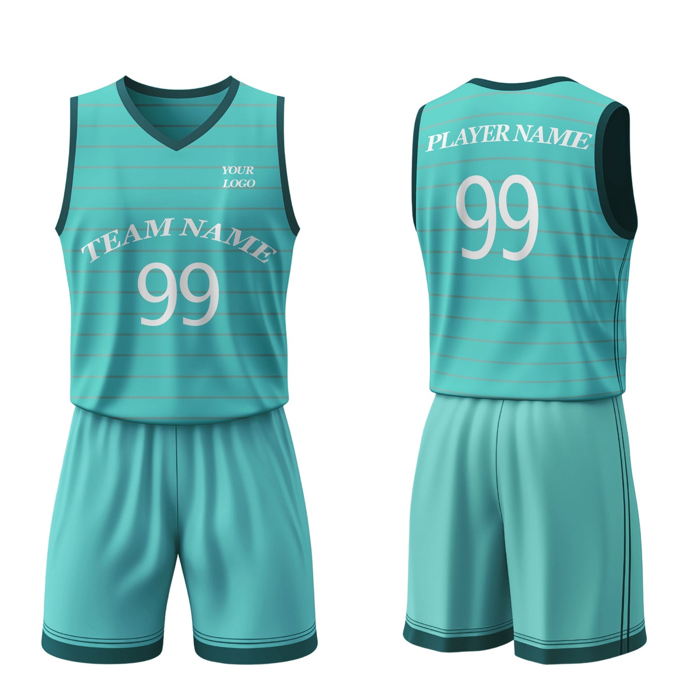Custom Basketball Uniform - Horizontal Stripe Design - Personalized Kit