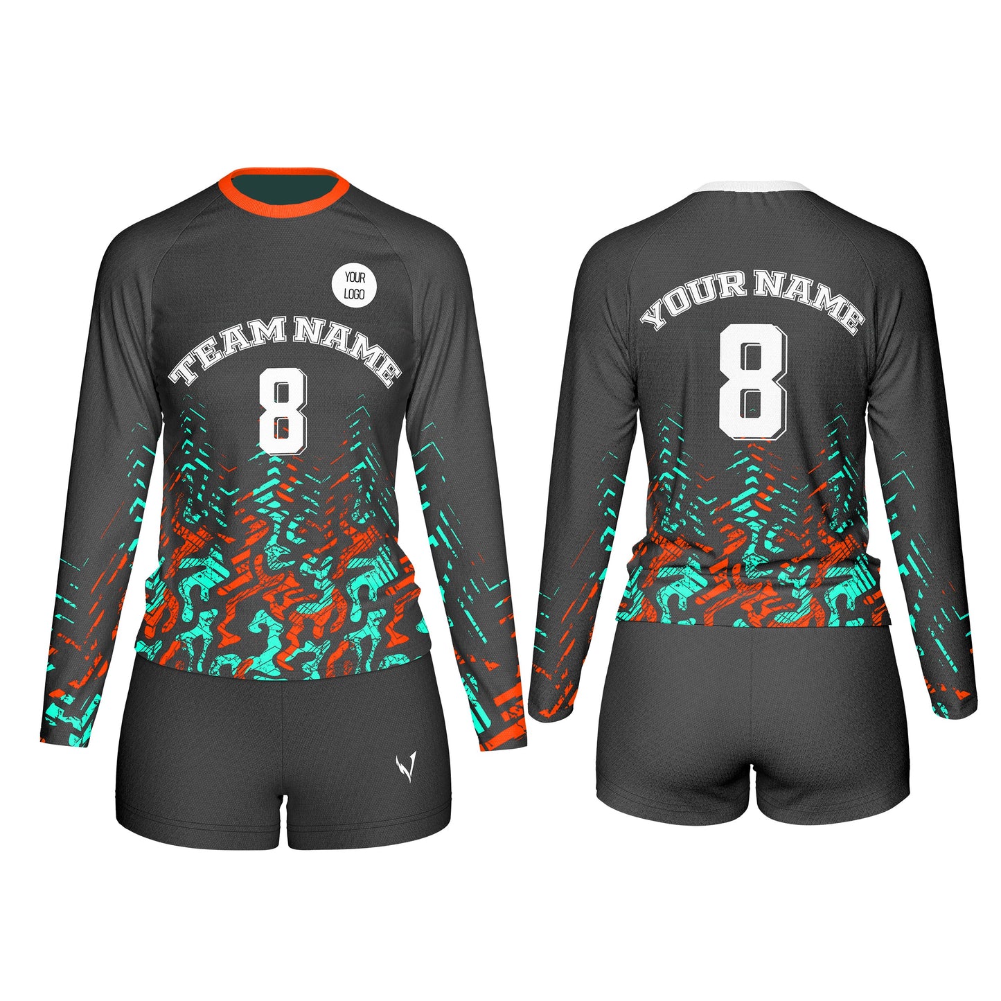 Custom Volleyball Uniform - Swirl Design - Personalized Kit