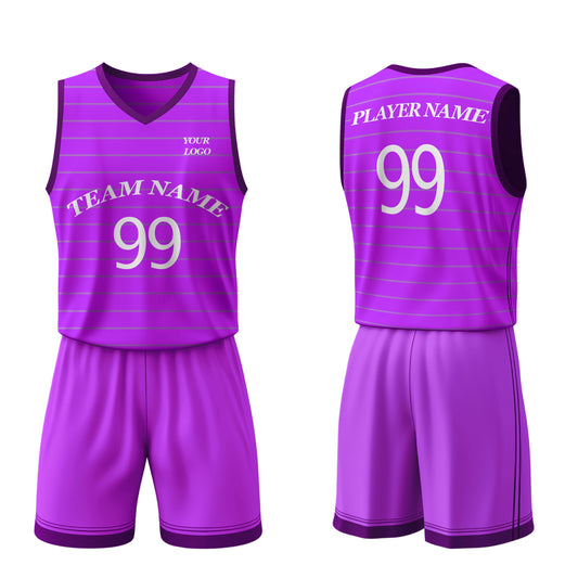 Custom Basketball Uniform - Horizontal Stripe Design - Personalized Kit