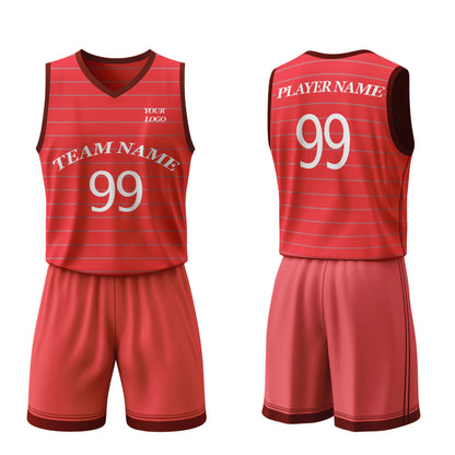 Custom Basketball Uniform - Horizontal Stripe Design - Personalized Kit
