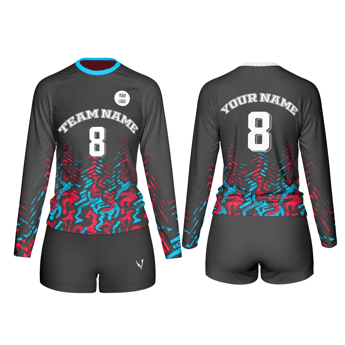 Custom Volleyball Uniform - Swirl Design - Personalized Kit