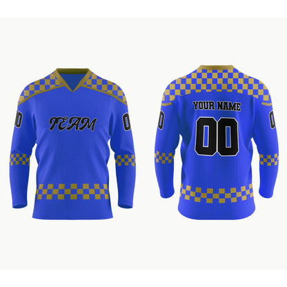 Custom Ice Hockey Jersey - Checkered Pattern - Personalized Top