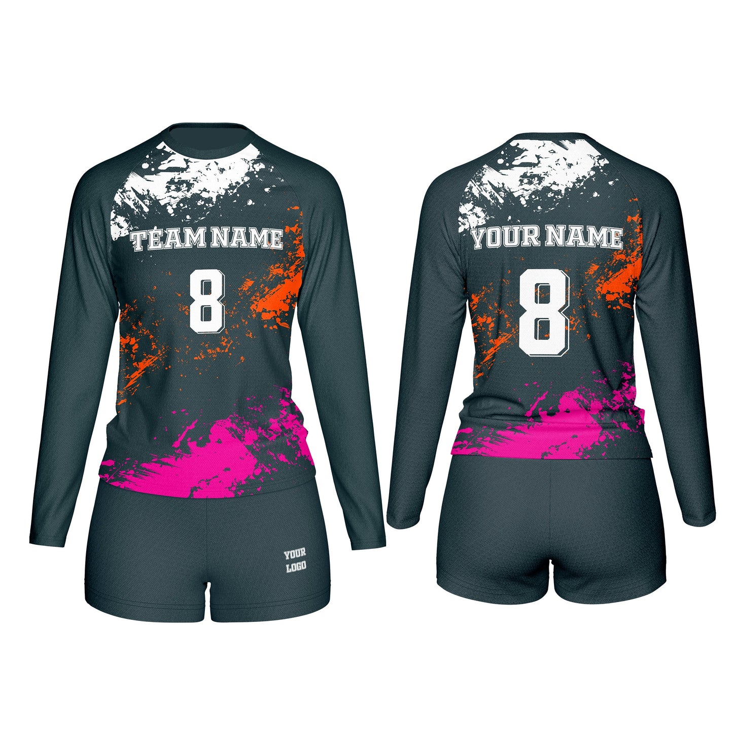 Custom Volleyball Uniform - Splatter Design - Personalized Kit