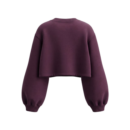 Custom Cropped Sweatshirt - Balloon Sleeve Loose - Personalized