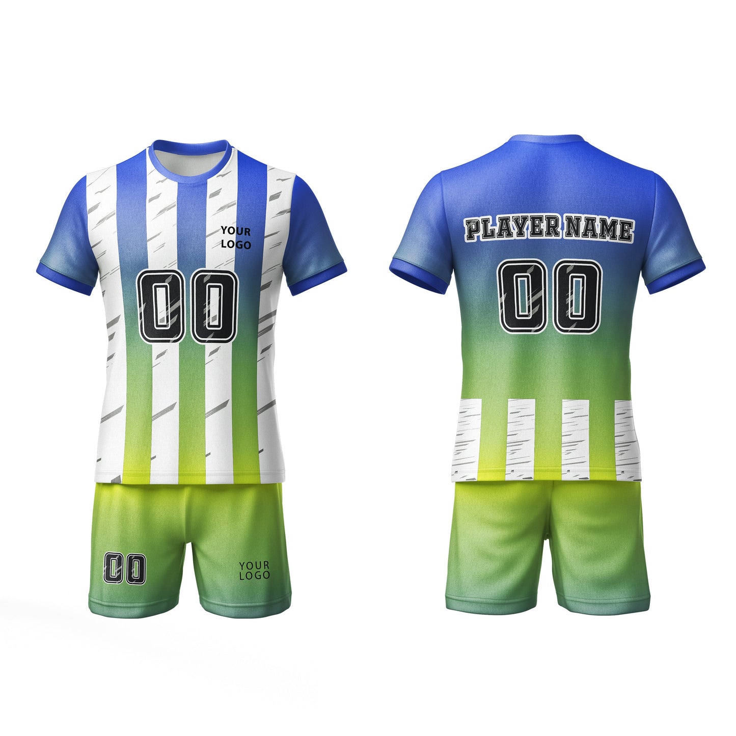 Custom Soccer Uniform – Gradient Stripe Design – Personalized Team Kit