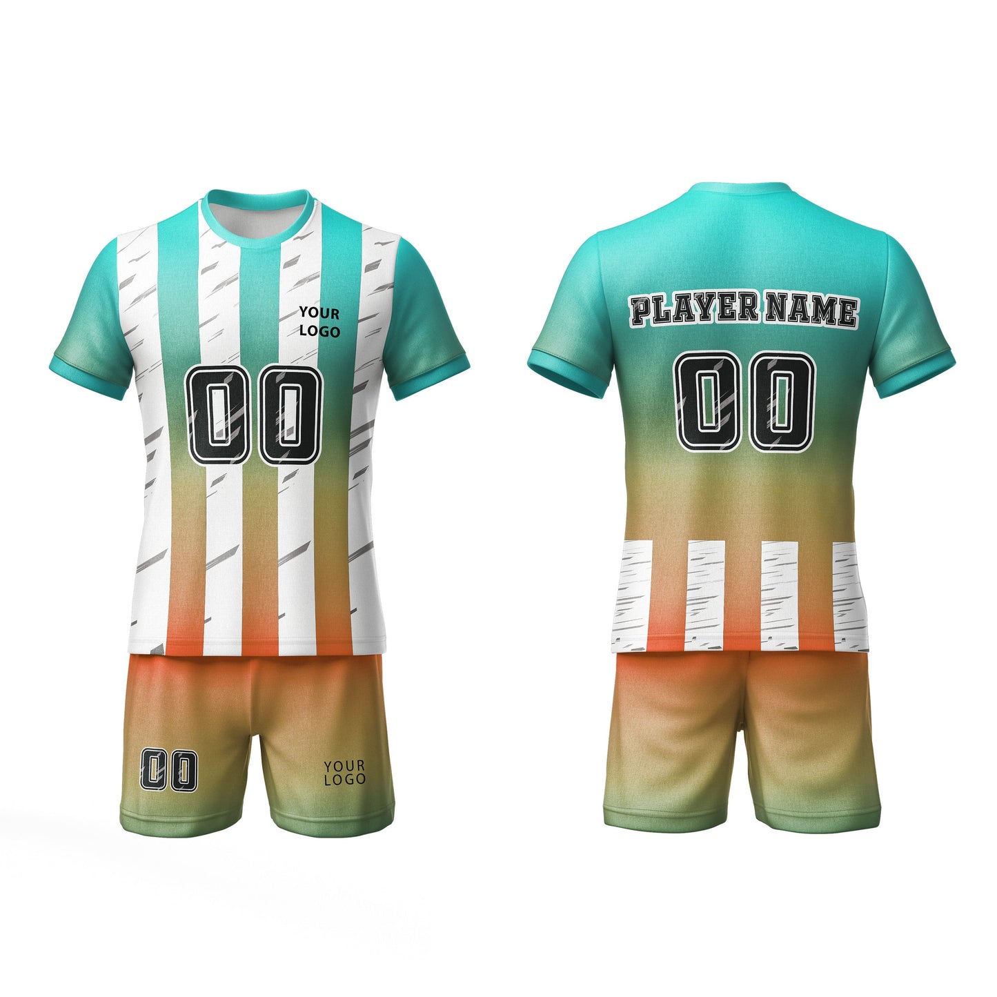Custom Soccer Uniform – Gradient Stripe Design – Personalized Team Kit