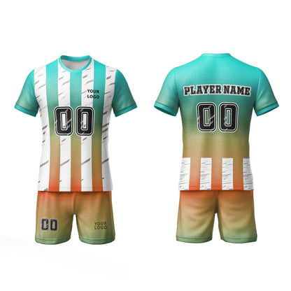 Custom Soccer Uniform – Gradient Stripe Design – Personalized Team Kit