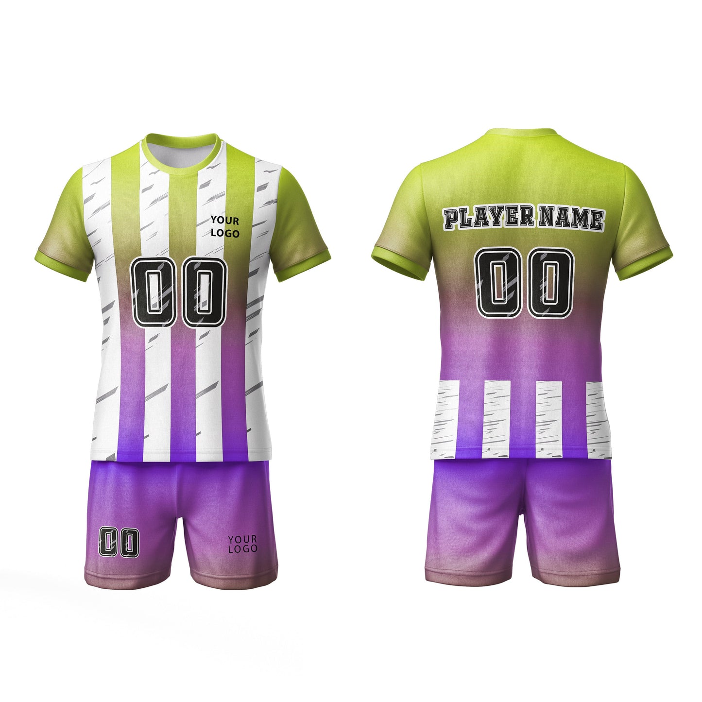 Custom Soccer Uniform – Gradient Stripe Design – Personalized Team Kit