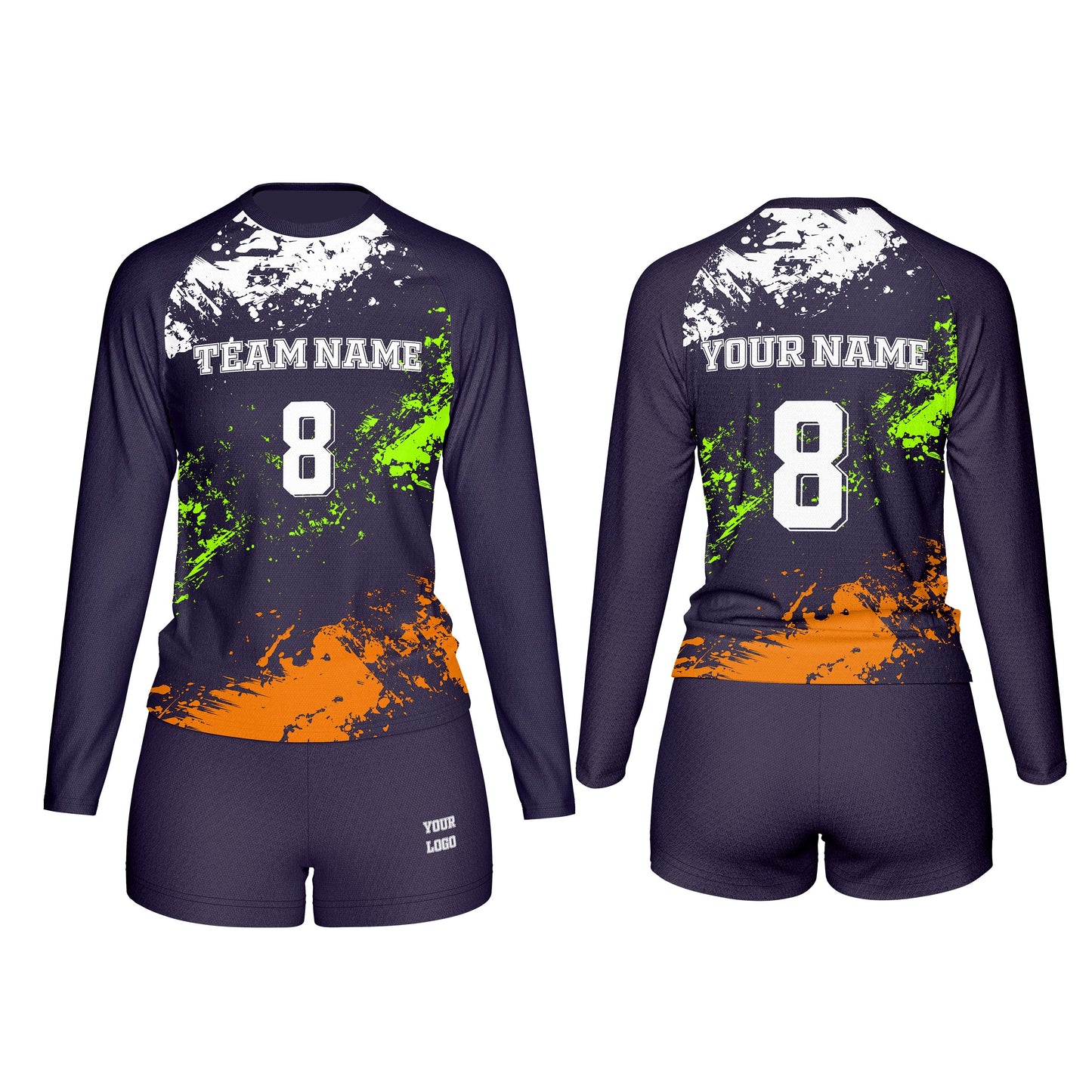 Custom Volleyball Uniform - Splatter Design - Personalized Kit