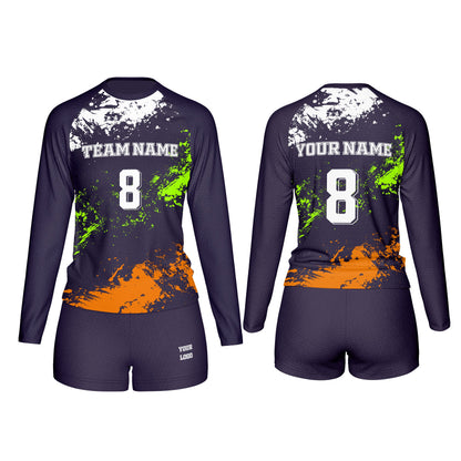 Custom Volleyball Uniform - Splatter Design - Personalized Kit