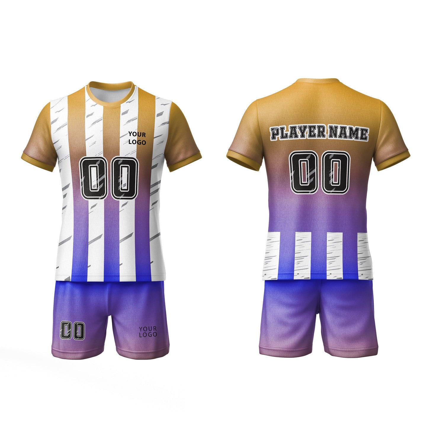 Custom Soccer Uniform – Gradient Stripe Design – Personalized Team Kit