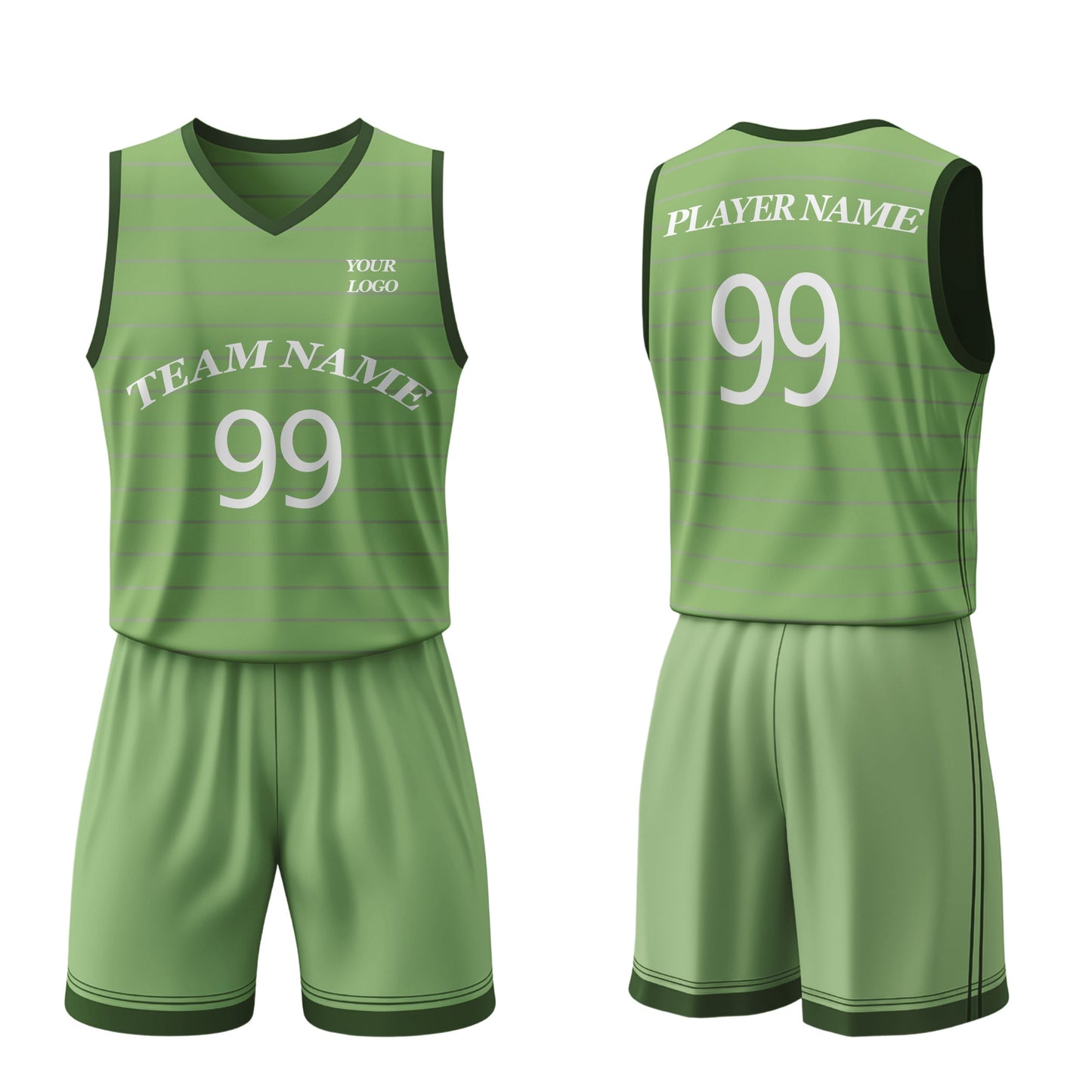 Custom Basketball Uniform - Horizontal Stripe Design - Personalized Kit