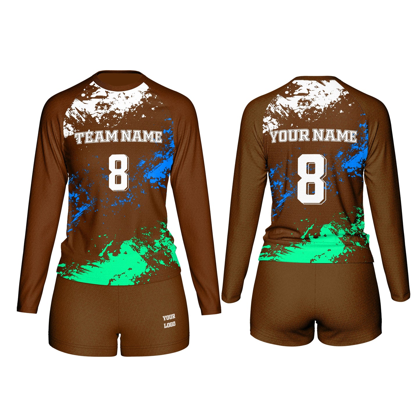 Custom Volleyball Uniform - Splatter Design - Personalized Kit