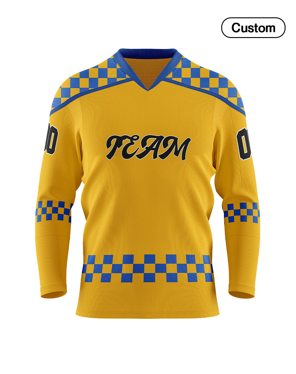 Custom Ice Hockey Jersey - Checkered Pattern - Personalized Top