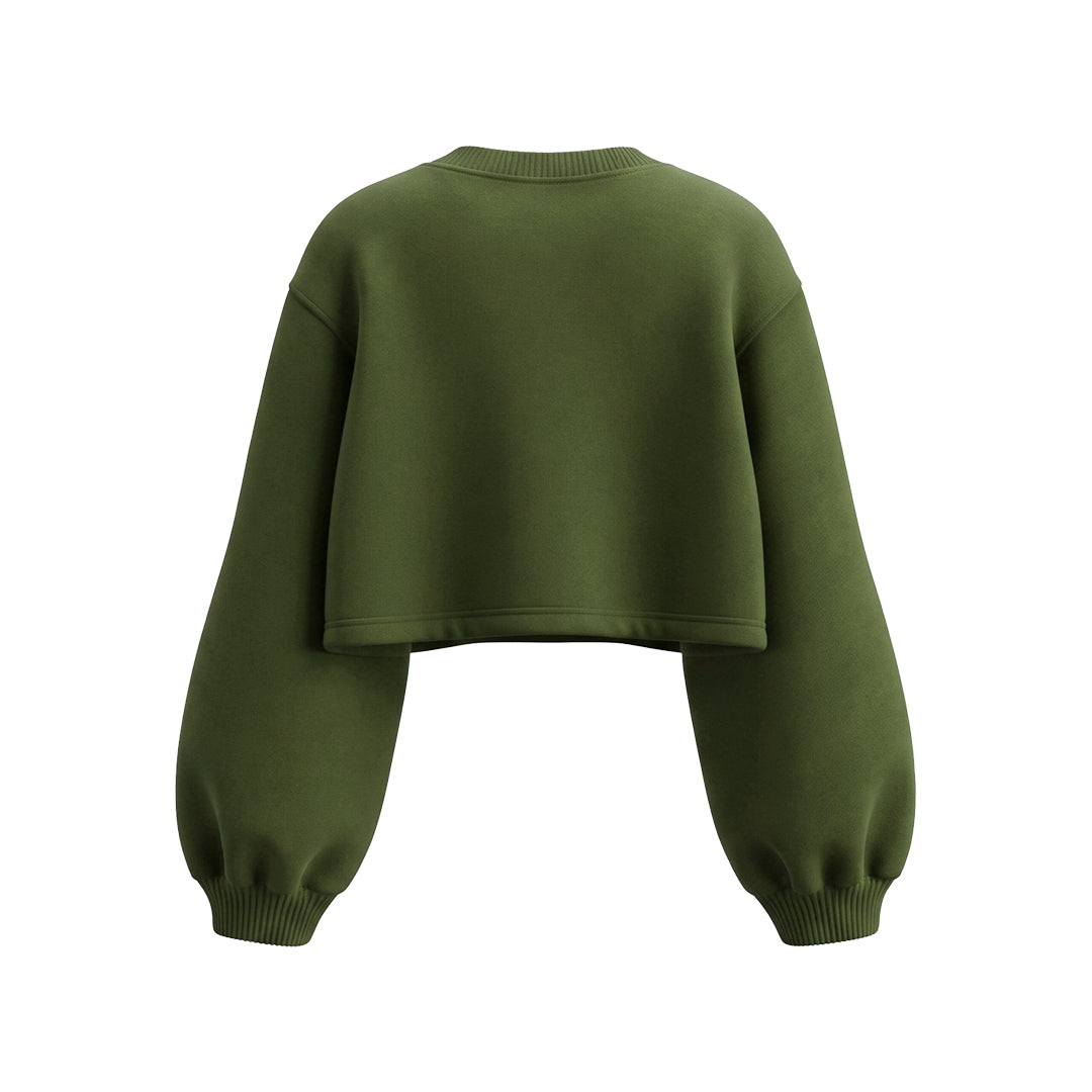 Custom Cropped Sweatshirt - Balloon Sleeve - Personalized