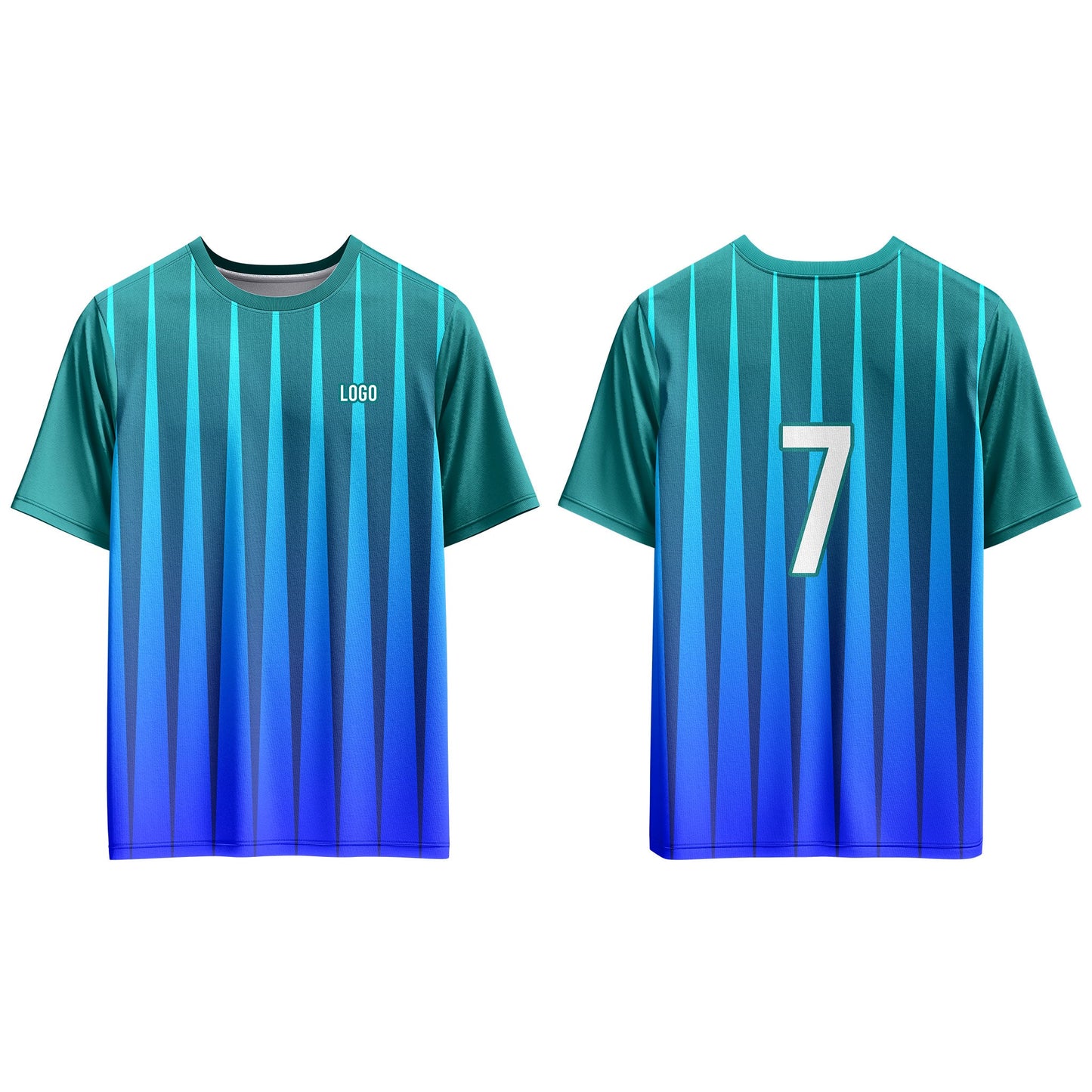 Custom Soccer T-Shirt – Gradient Stripe – Personalized Tee