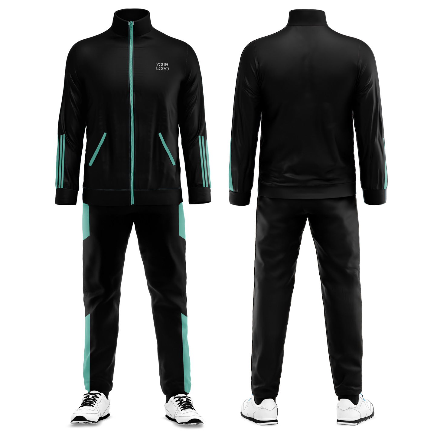 Custom Tracksuit - Solid Accent Design - Personalized Training Set