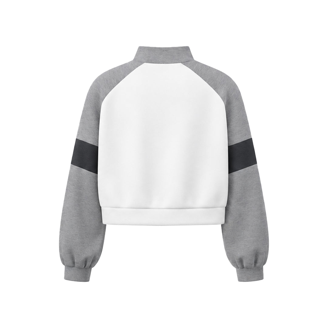 Custom Cropped Sweatshirt - Quarter Zip Raglan Band - Personalized