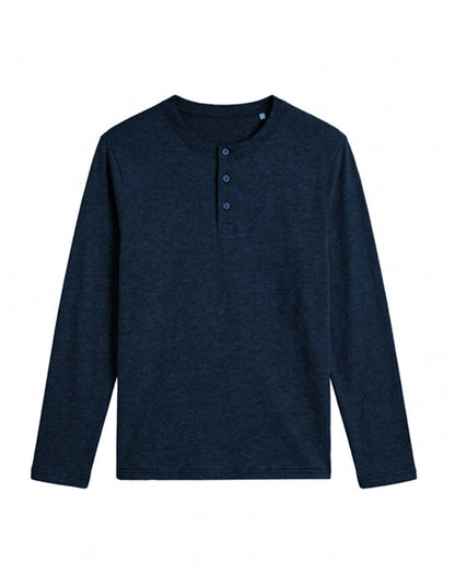 Custom Men Henley Full Sleeves - Solid Color Personalized Top