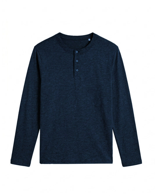 Custom Men Henley Full Sleeves - Solid Color Personalized Top