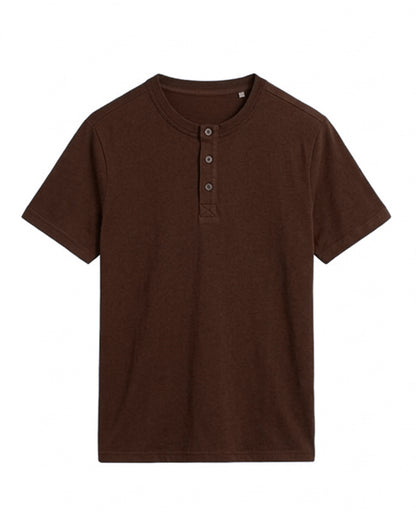 Custom Men Henley Half Sleeves - Solid Color Personalized Top