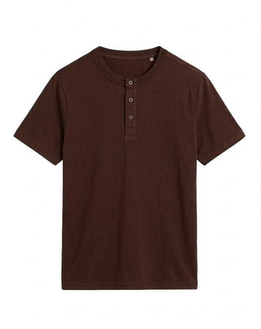 Custom Men Henley Half Sleeves - Solid Color Personalized Top