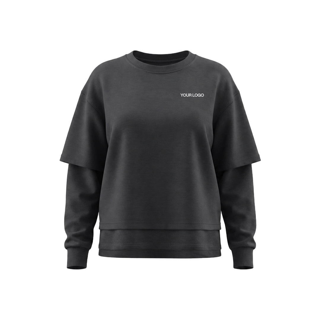Custom Women Sweatshirt - Oversized Layered Look - Personalized Top
