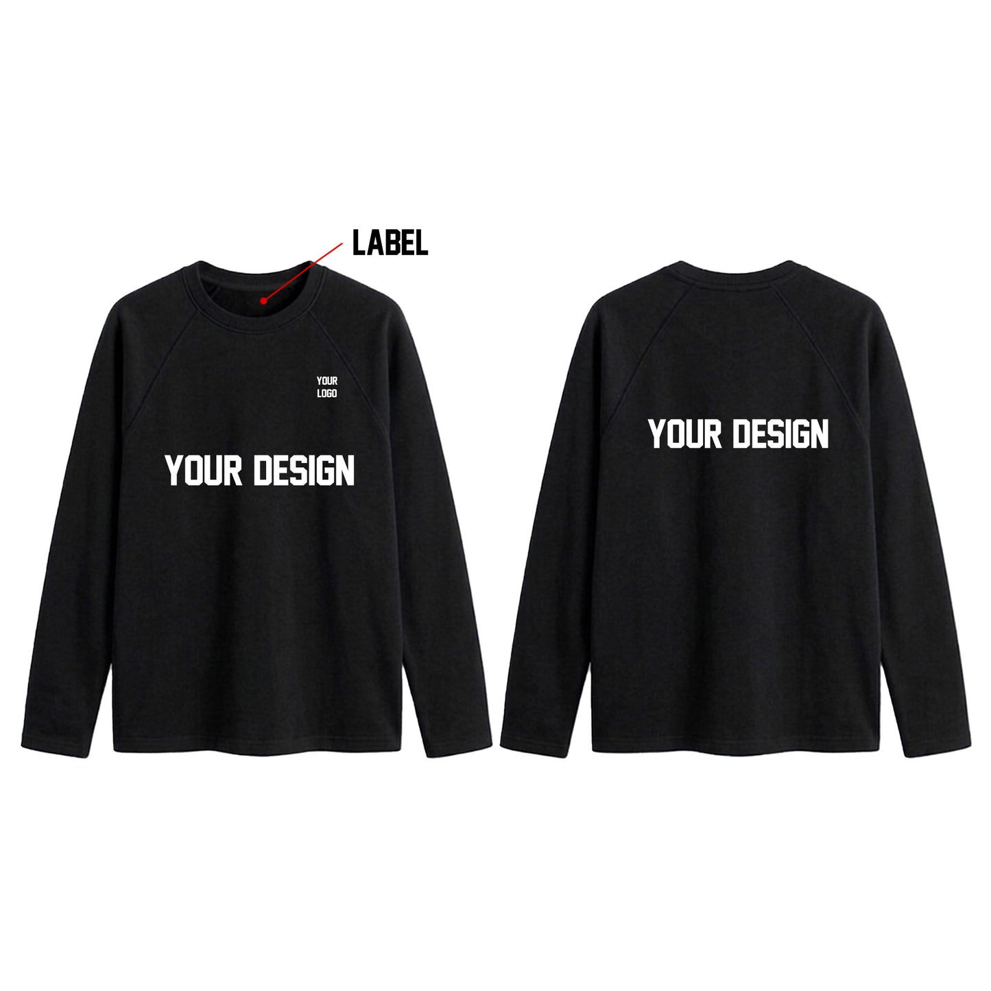 Custom Women Raglan Full Sleeves - Solid Color Personalized Tee
