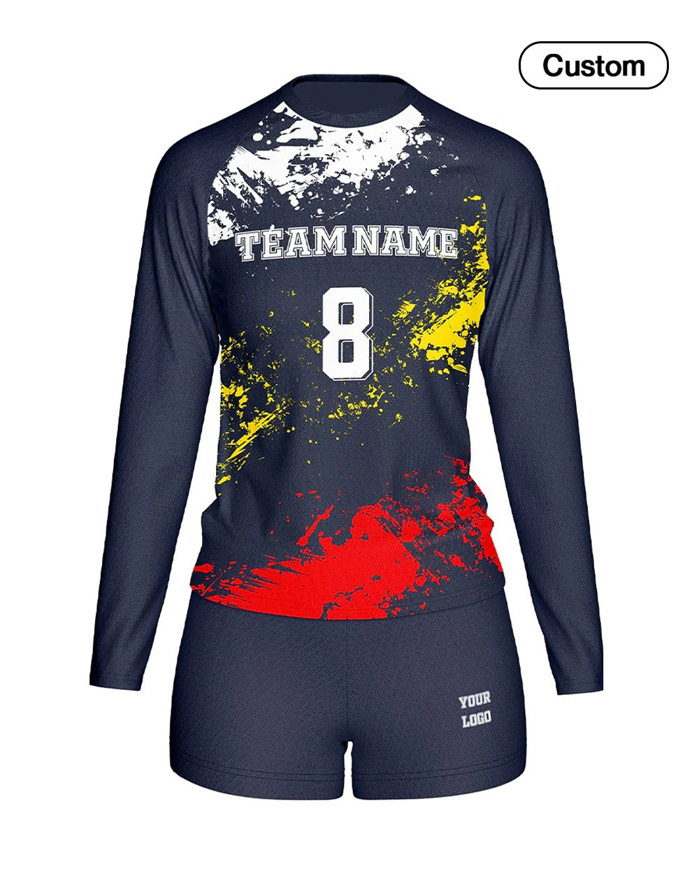 Custom Volleyball Uniform - Splatter Design - Personalized Kit