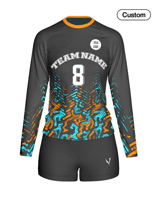Custom Volleyball Uniform - Abstract Swirl Design - Personalized Kit