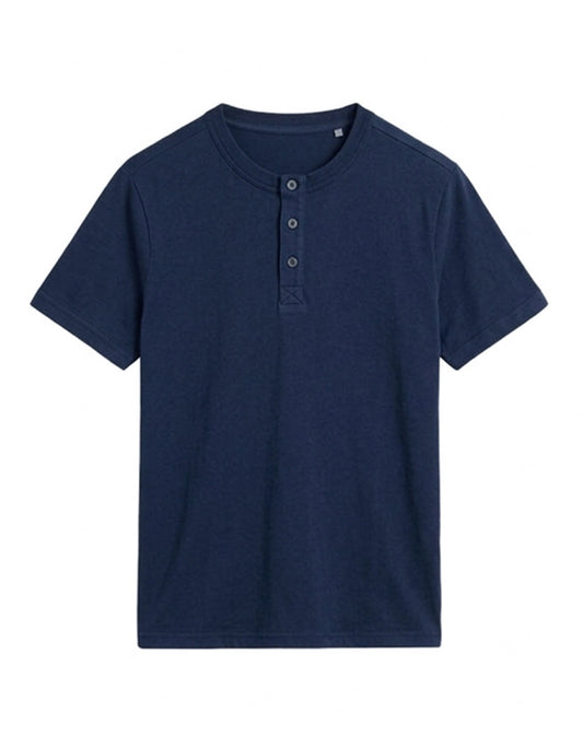 Custom Men Half Sleeves Henley - Solid Color Personalized Top