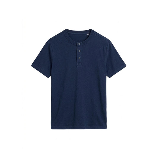 Custom Men Half Sleeves Henley - Solid Color Personalized Top