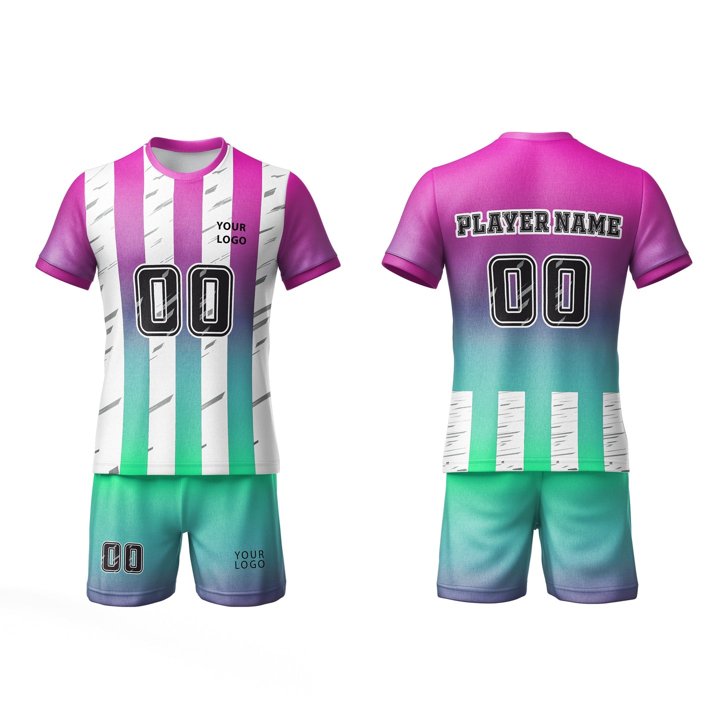 Custom Soccer Uniform – Gradient Stripe Design – Personalized Team Kit