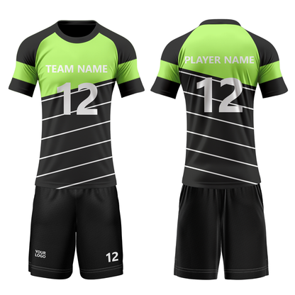 Custom Volleyball Uniform - Raglan Stripe Design - Personalized Kit