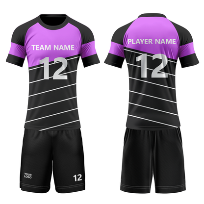 Custom Volleyball Uniform - Raglan Stripe Design - Personalized Kit