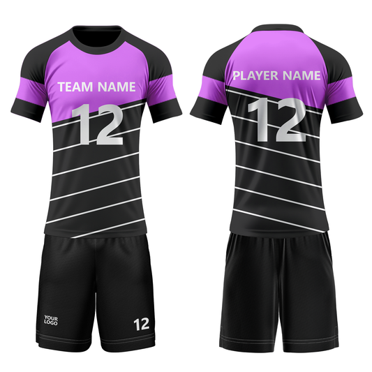 Custom Volleyball Uniform - Raglan Stripe Design - Personalized Kit