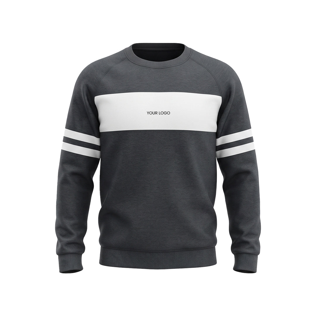 Custom Men Sweatshirt - Varsity Stripe Design - Personalized Crewneck