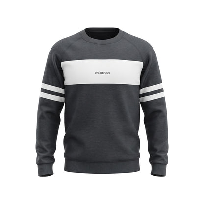 Custom Men Sweatshirt - Varsity Stripe Design - Personalized Crewneck