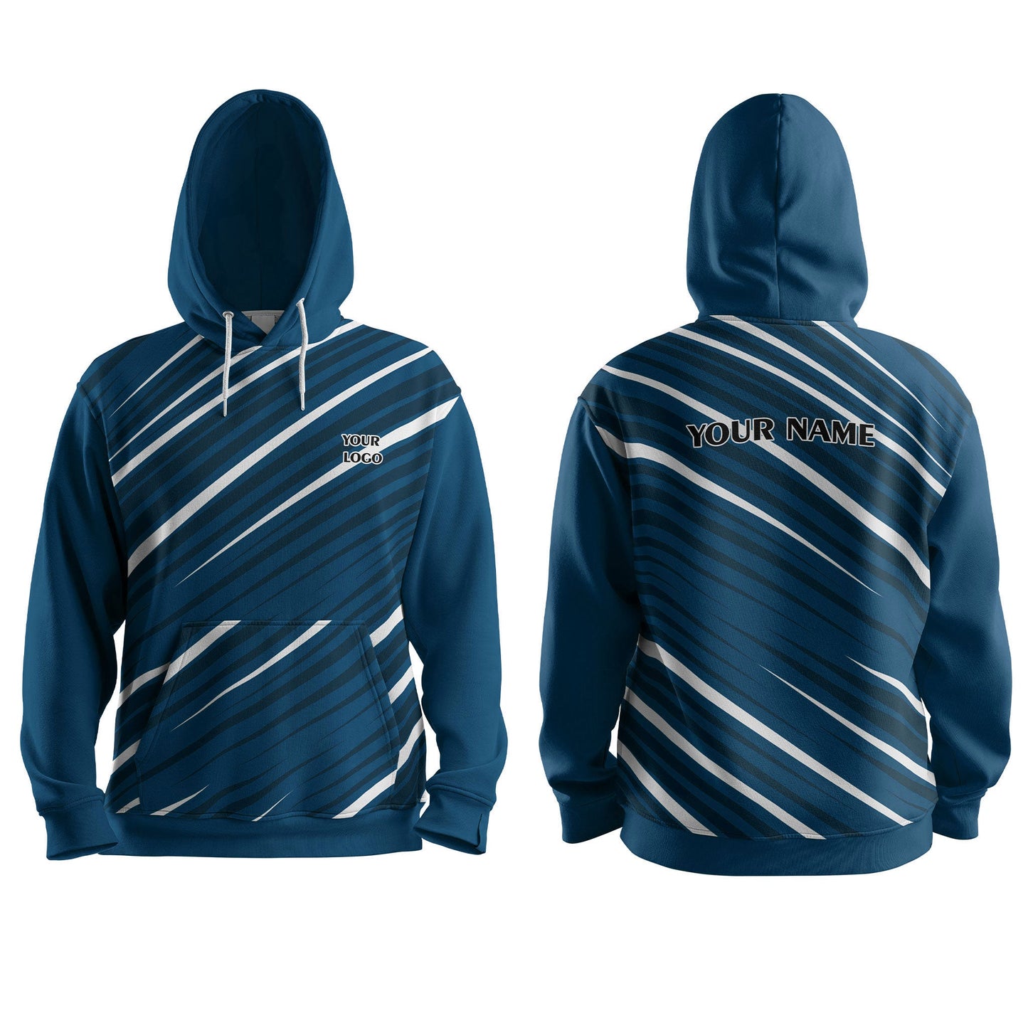 Custom Hoodie – Stripe Design – Personalized Pullover