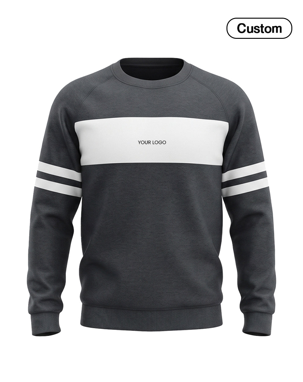 Custom Men Sweatshirt - Varsity Stripe Design - Personalized Crewneck