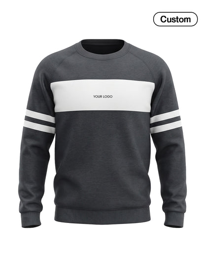 Custom Men Sweatshirt - Varsity Stripe Design - Personalized Crewneck
