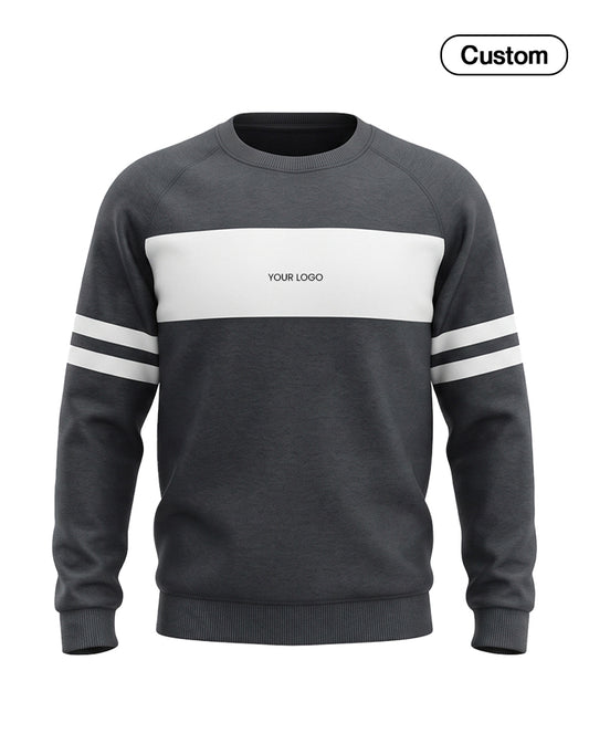 Custom Men Sweatshirt - Varsity Stripe Design - Personalized Crewneck